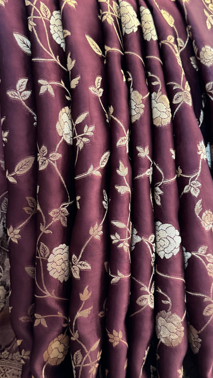 Mashru Viscose Silk Banarasi Sarees - Wine