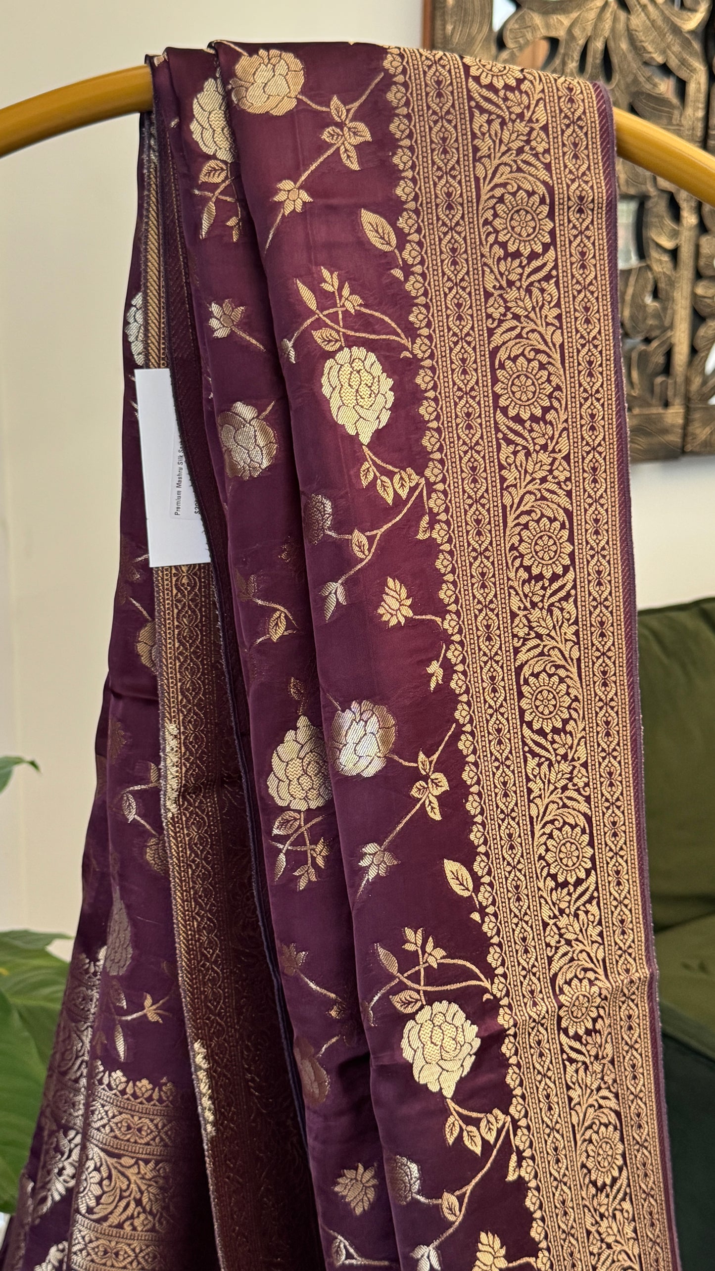 Mashru Viscose Silk Banarasi Sarees - Wine