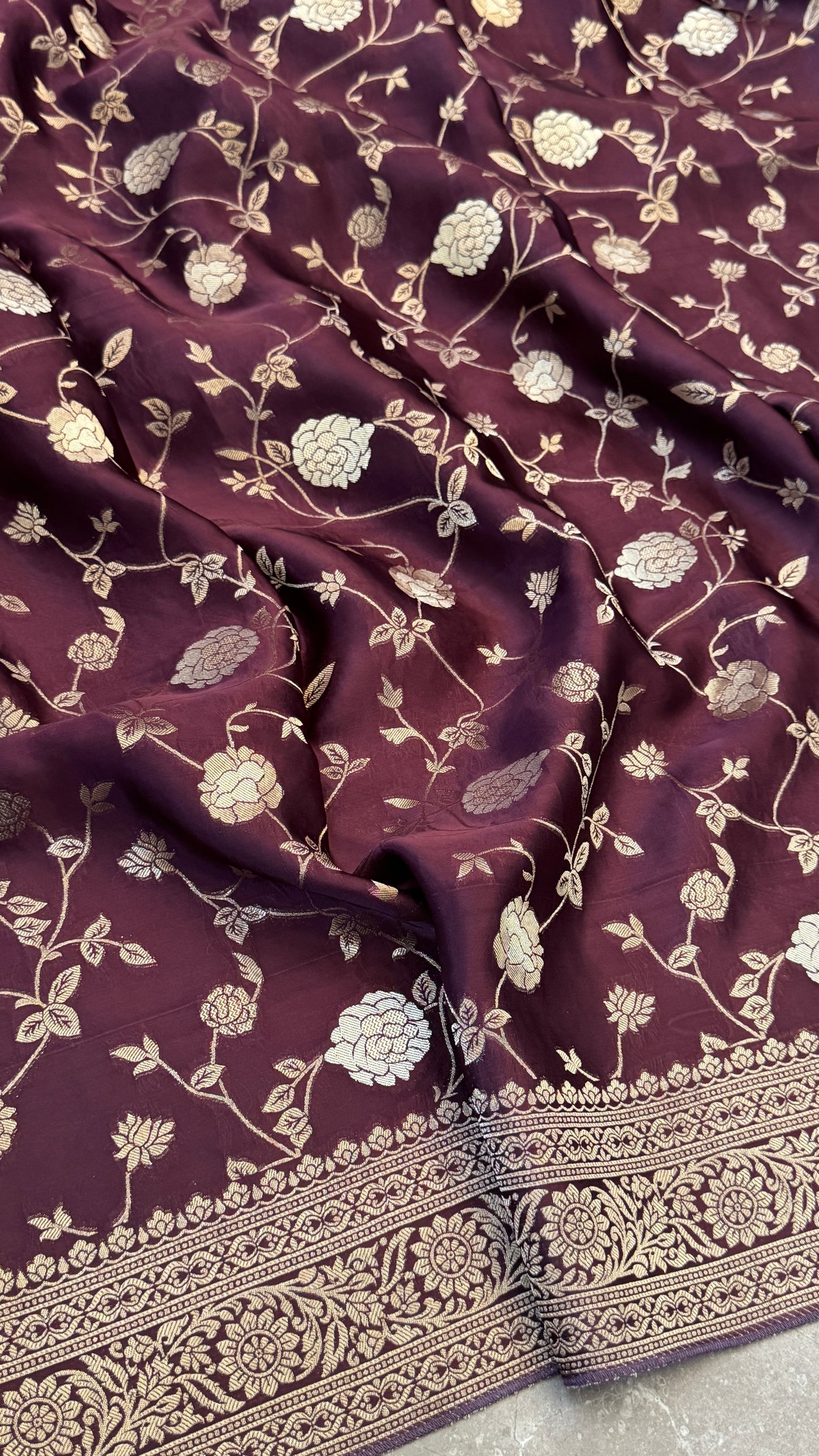 Mashru Viscose Silk Banarasi Sarees - Wine