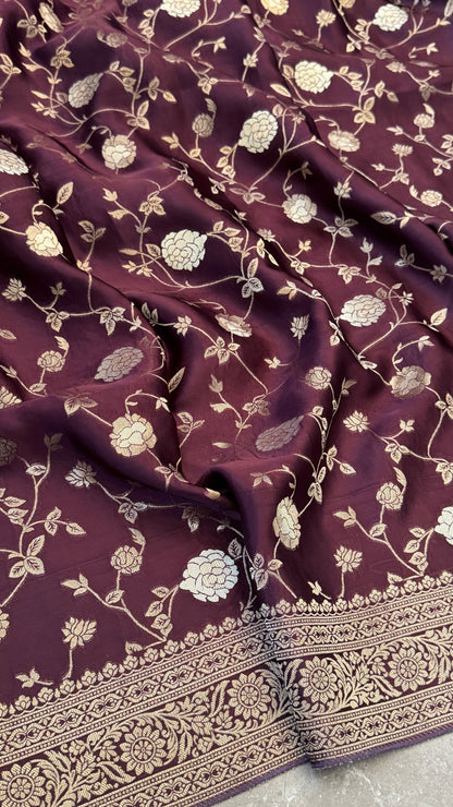 Mashru Viscose Silk Banarasi Sarees - Wine