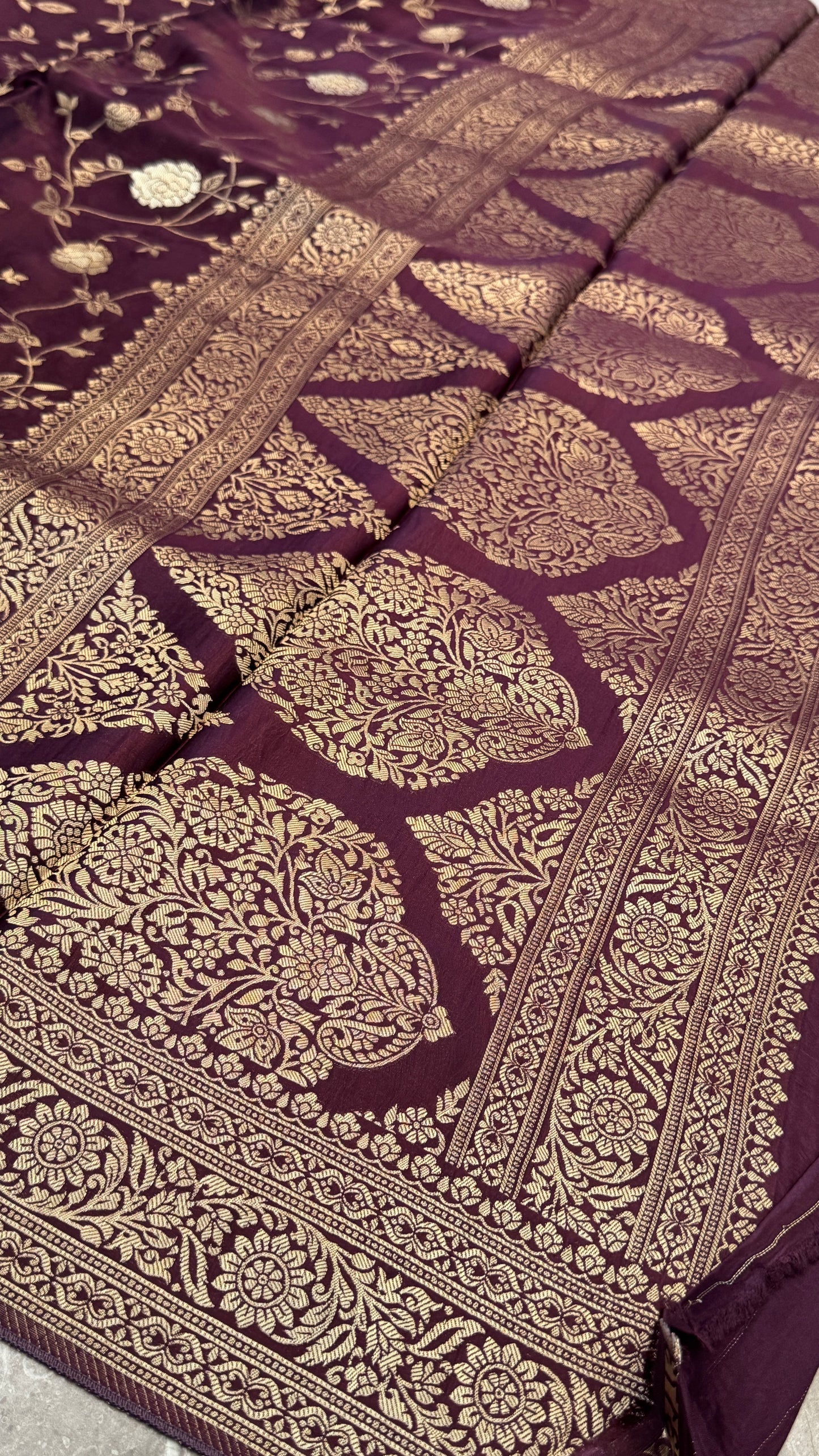 Mashru Viscose Silk Banarasi Sarees - Wine