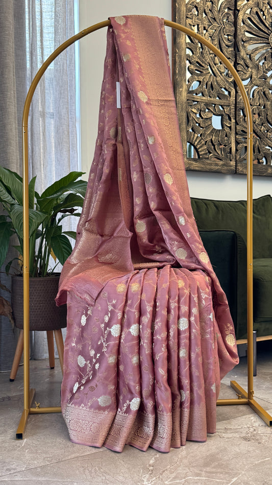 Mashru Viscose Silk Banarasi Sarees - Mauve