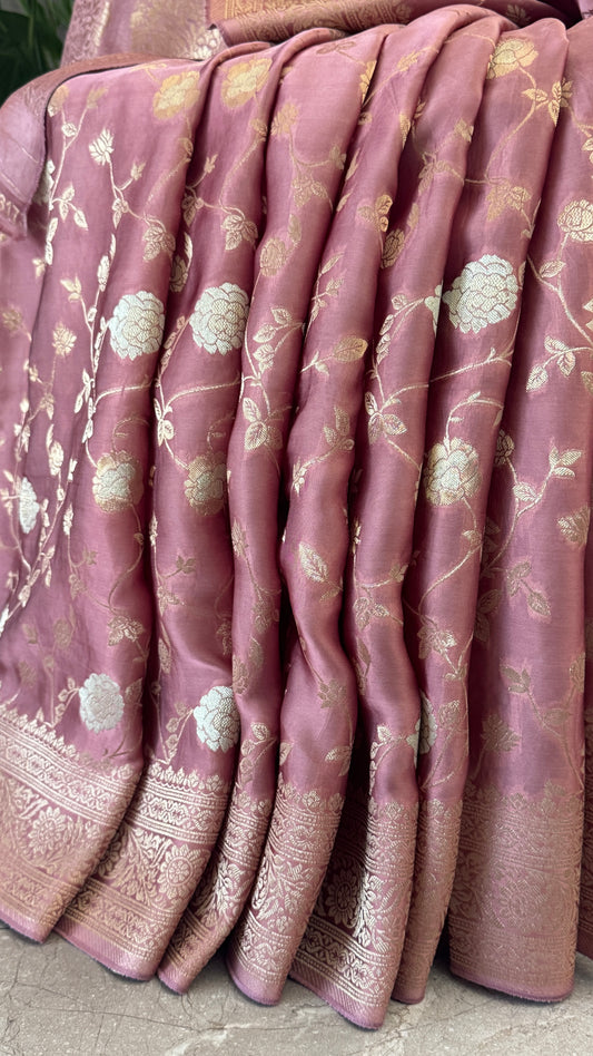 Mashru Viscose Silk Banarasi Sarees - Mauve
