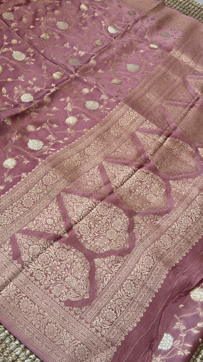 Mashru Viscose Silk Banarasi Sarees - Mauve