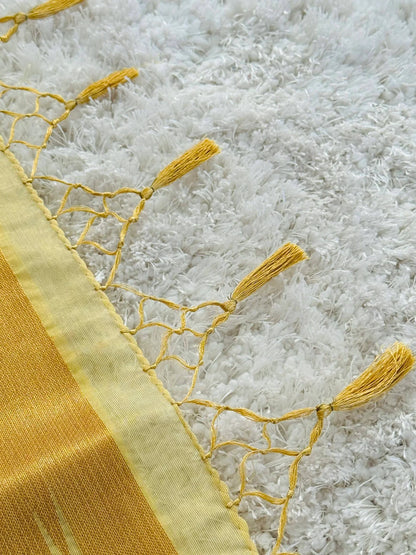 Tissue Silk – Temple Border – Lemon Yellow