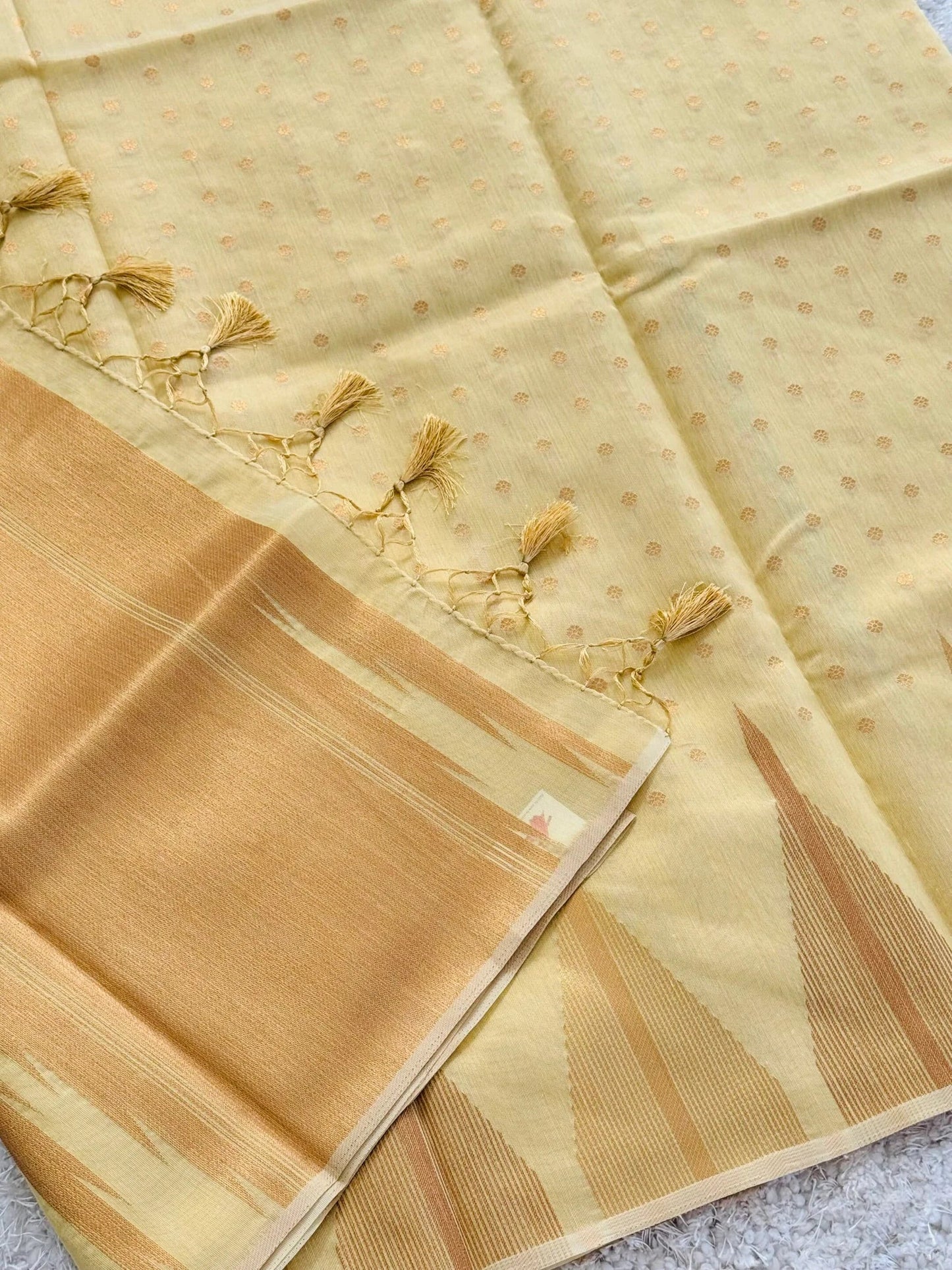 Tissue Silk – Temple Border – Lemon Yellow