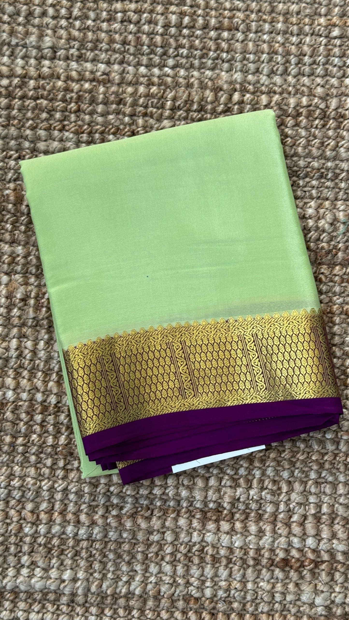 Pure Mysore Silk Sarees - Pista Green and Purple combo