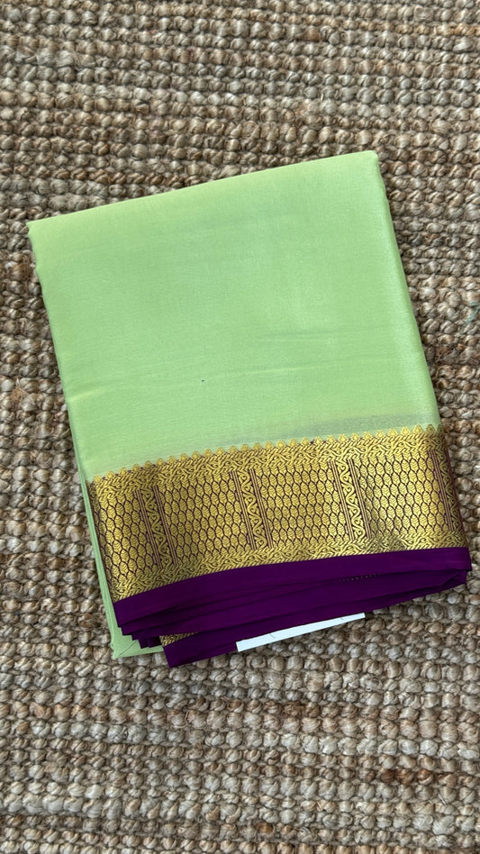 Pure Mysore Silk Sarees - Pista Green and Purple combo
