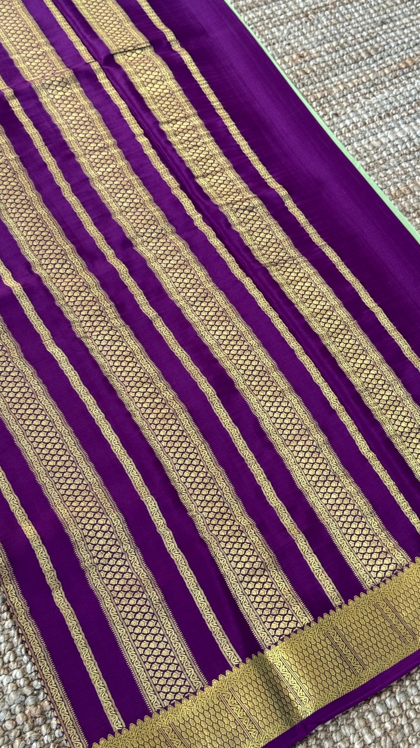Pure Mysore Silk Sarees - Pista Green and Purple combo