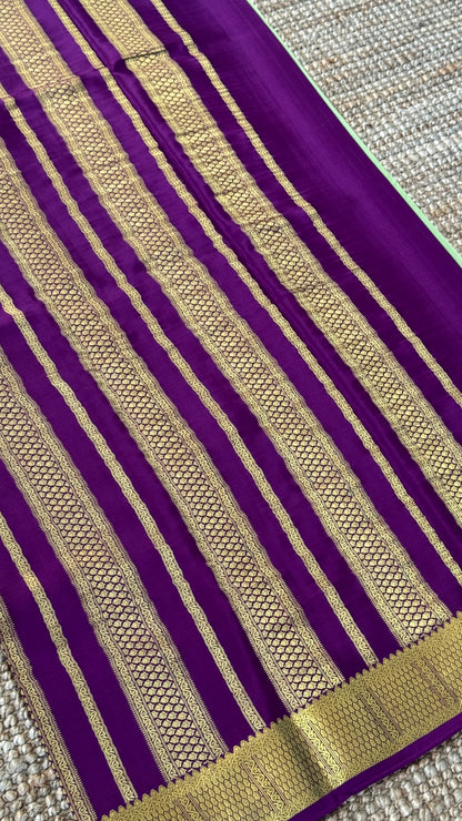Pure Mysore Silk Sarees - Pista Green and Purple combo