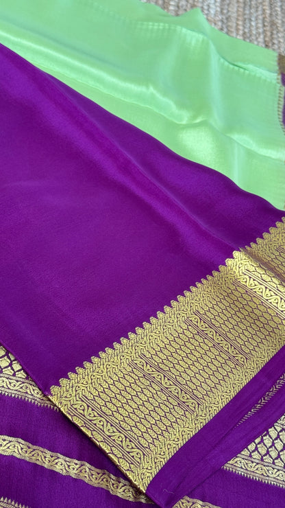 Pure Mysore Silk Sarees - Pista Green and Purple combo
