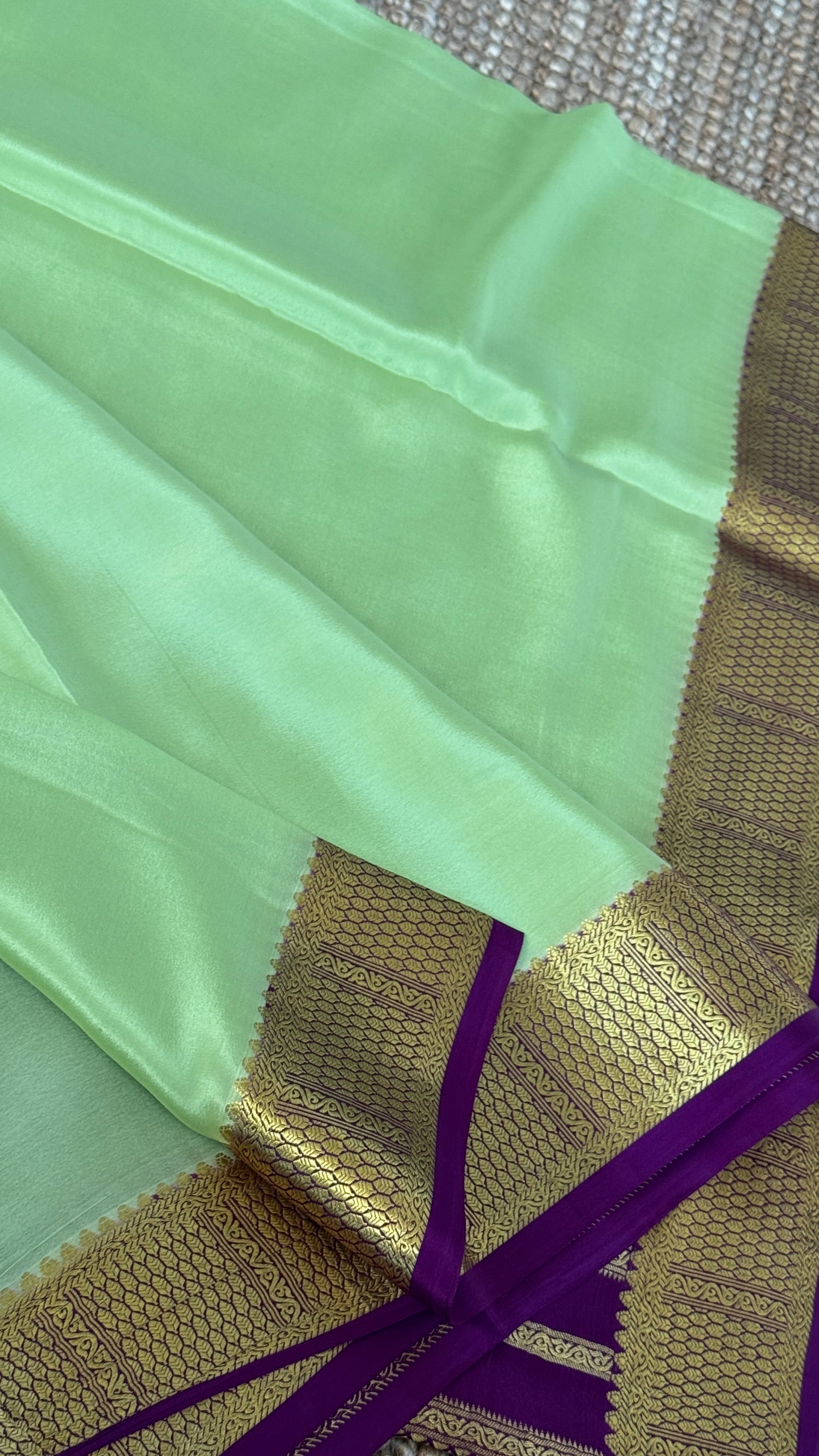 Pure Mysore Silk Sarees - Pista Green and Purple combo