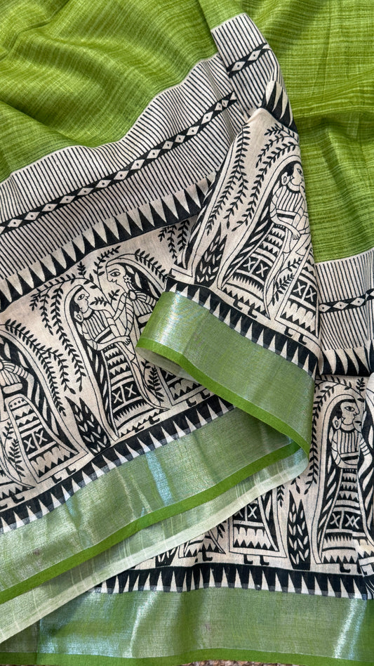 Linen Saree - Madhubhani Art form