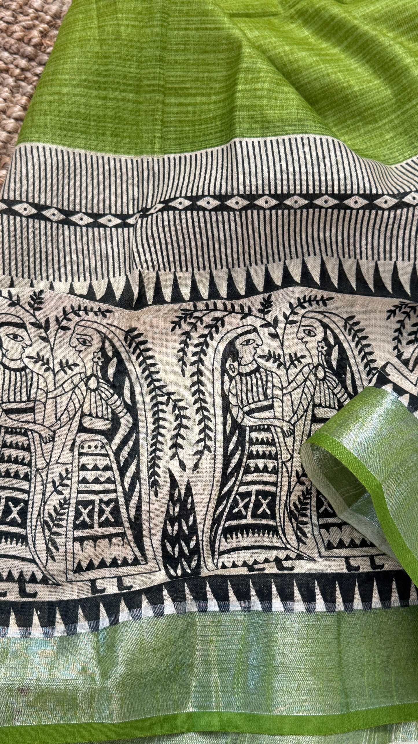 Linen Saree - Madhubhani Art form
