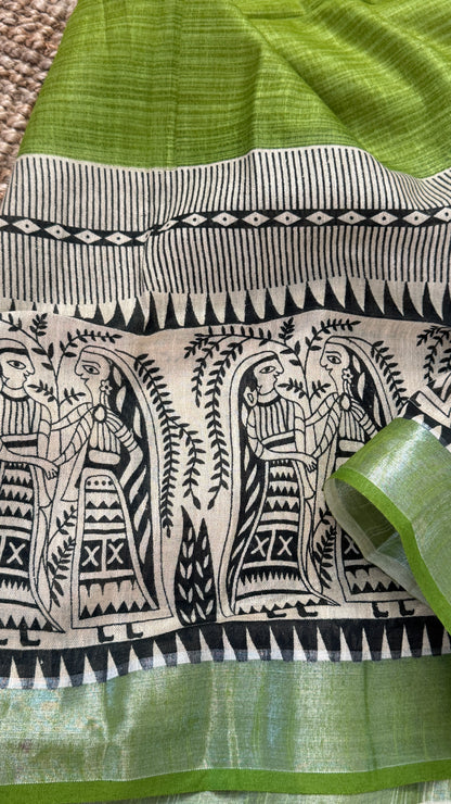 Linen Saree - Madhubhani Art form