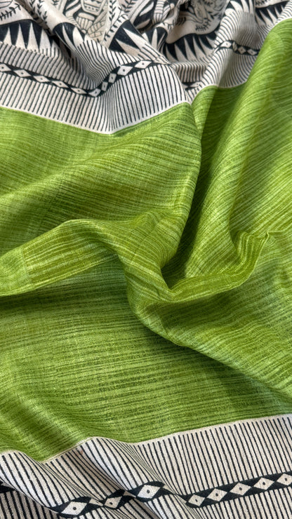 Linen Saree - Madhubhani Art form