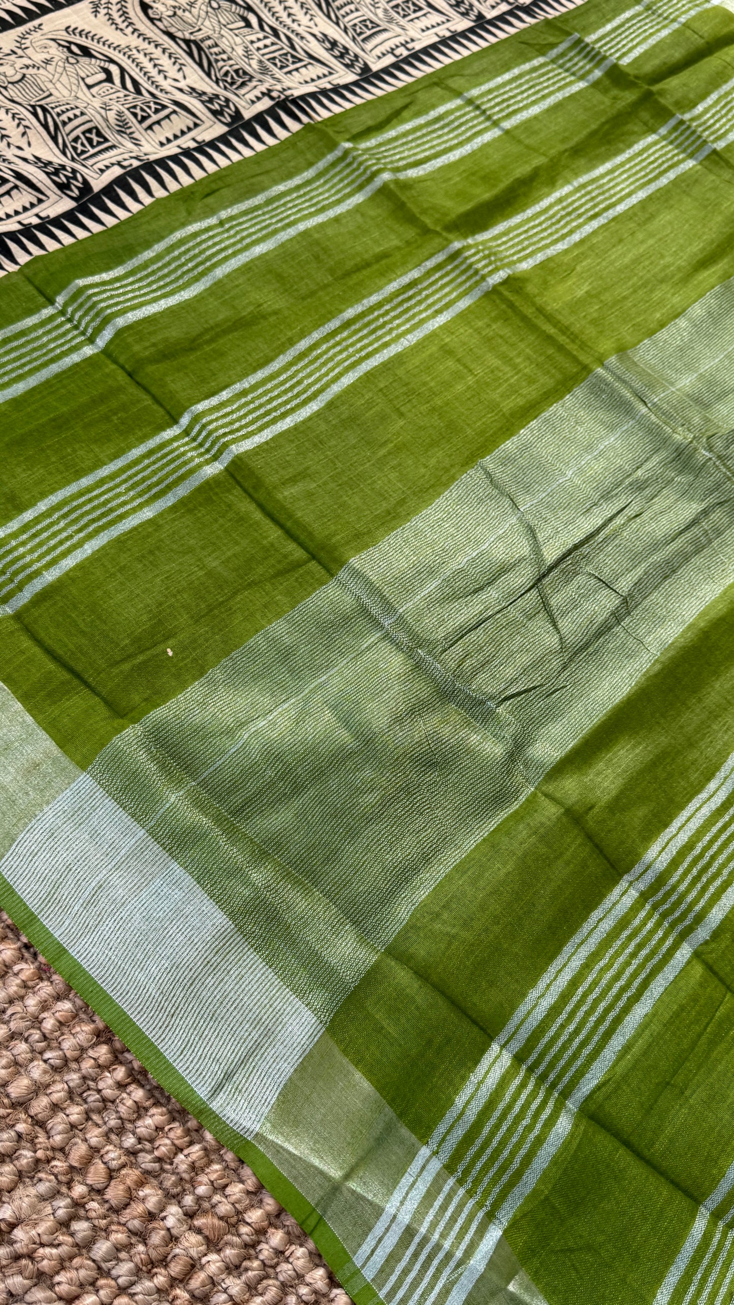 Linen Saree - Madhubhani Art form