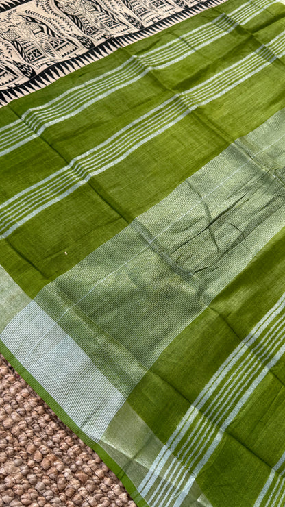 Linen Saree - Madhubhani Art form