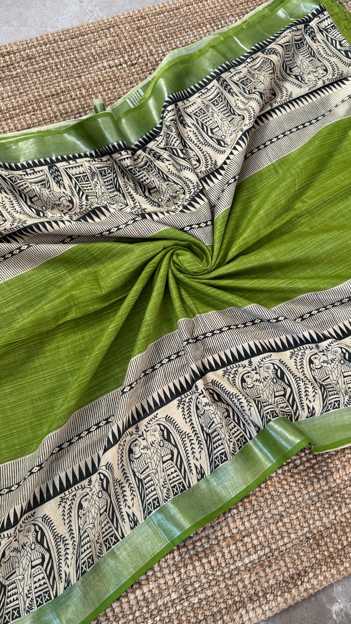 Linen Saree - Madhubhani Art form