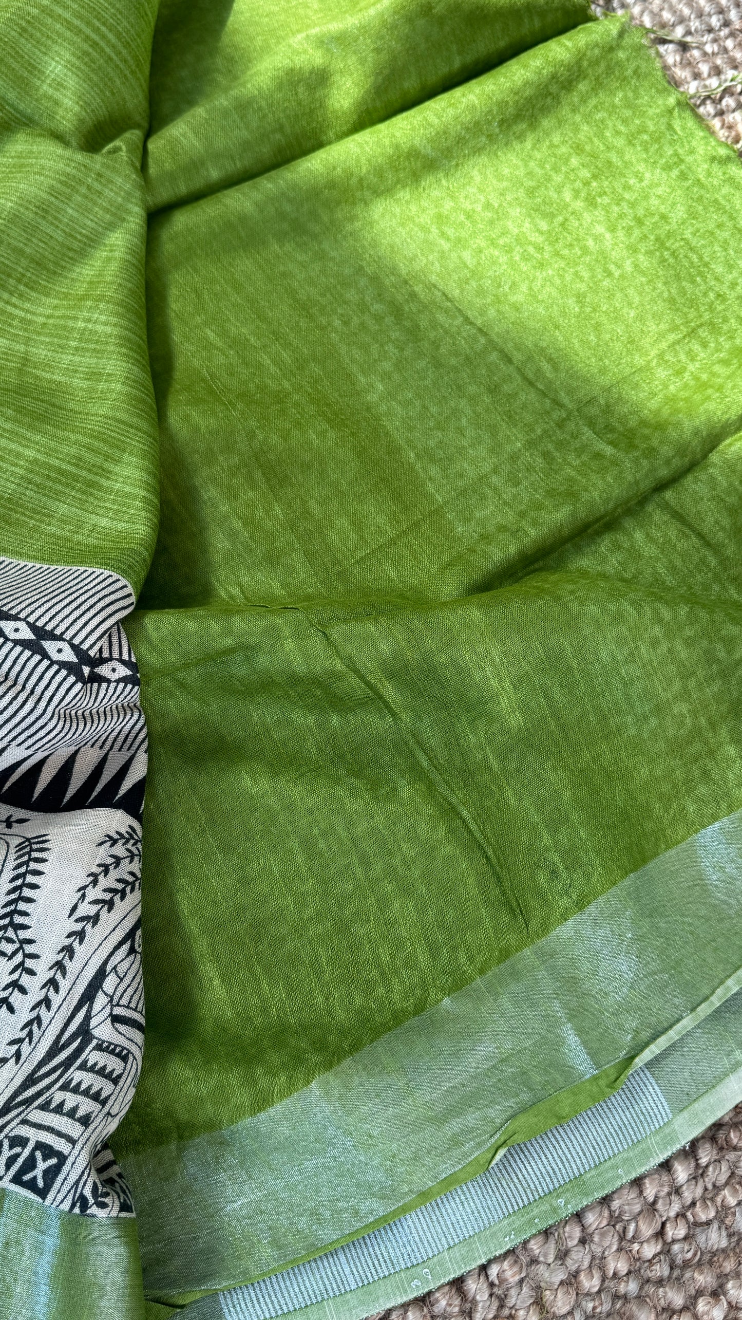 Linen Saree - Madhubhani Art form