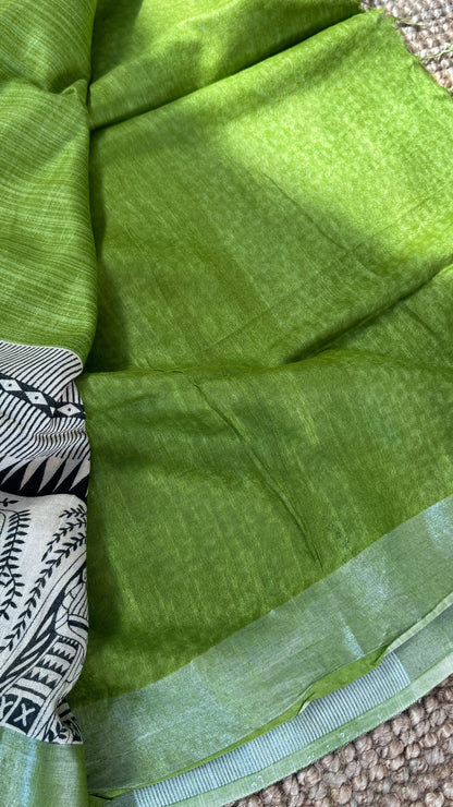 Linen Saree - Madhubhani Art form