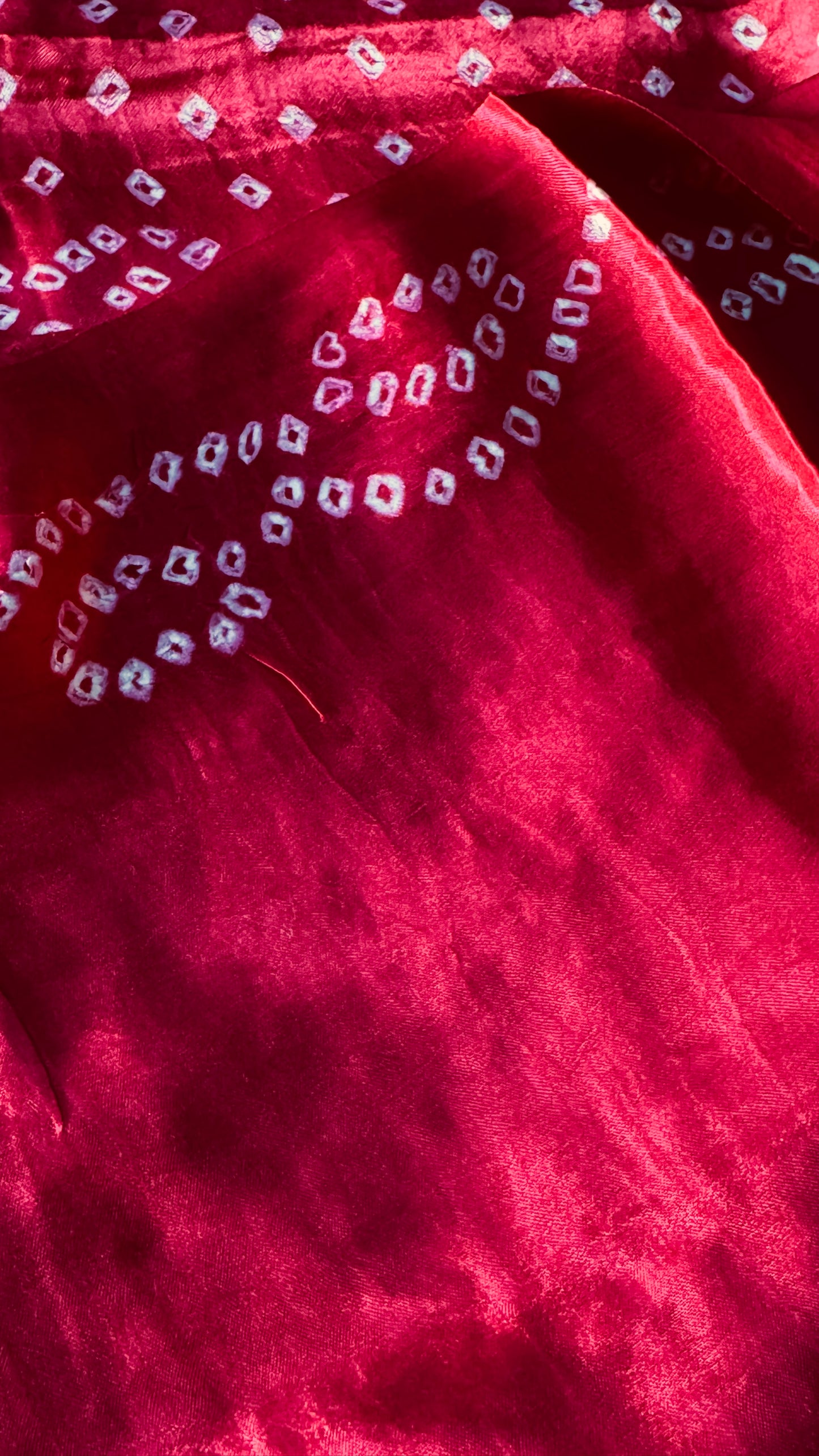 Tie & Dye Handknotted Gharchola Bandhej Pure Gajji Silk Saree - Red