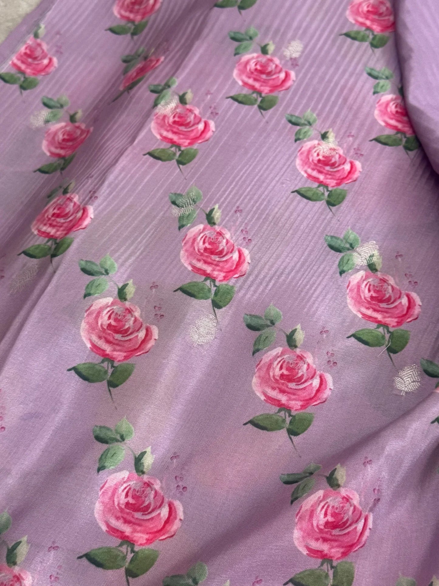 Pure Crepe silk saree – Lavender- Floral