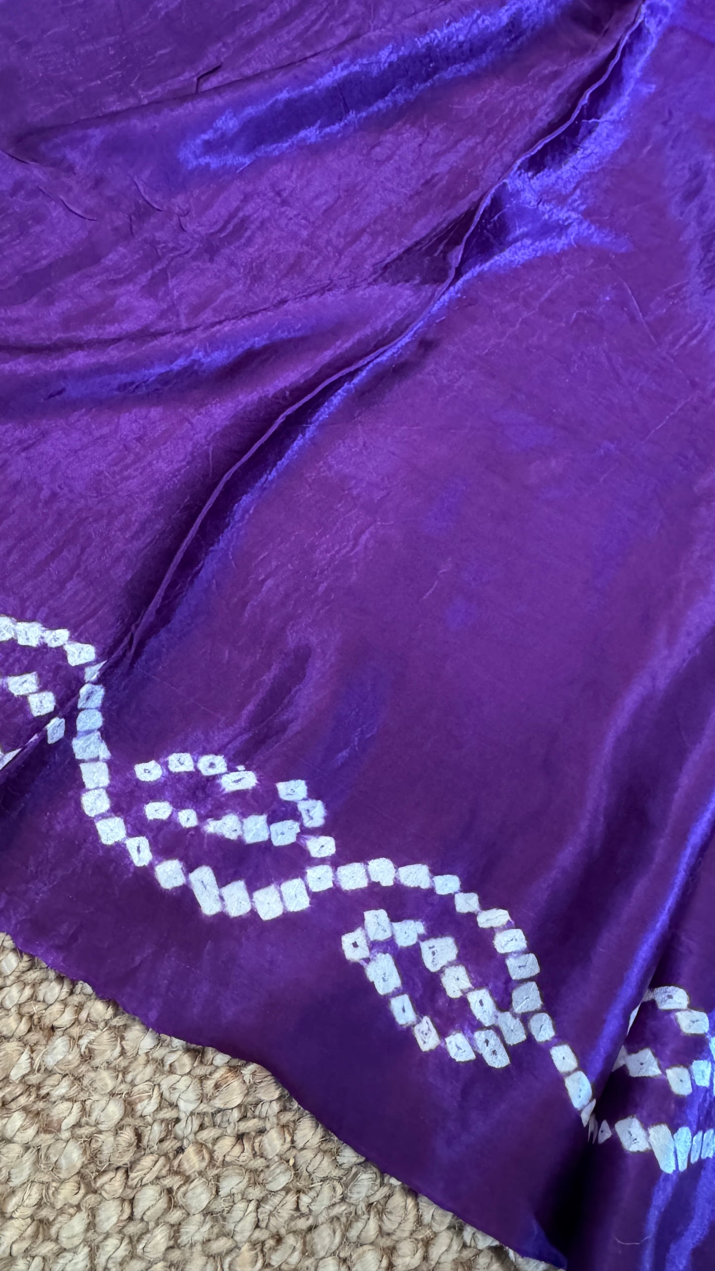 Tie & Dye Handknotted Gharchola Bandhej Pure Gajji Silk Saree - Royal Purple