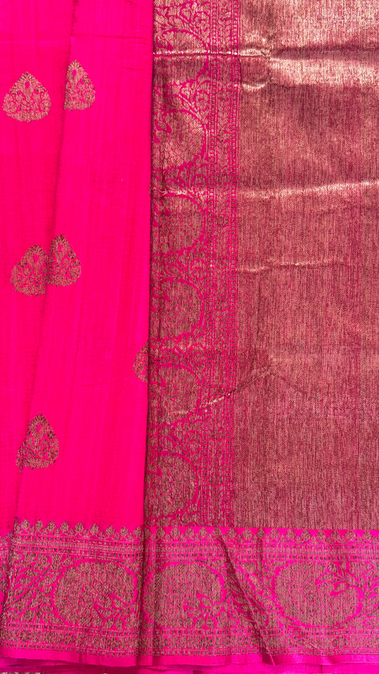 Pure Tussar Banarasi Silk Handloom – Hot Pink