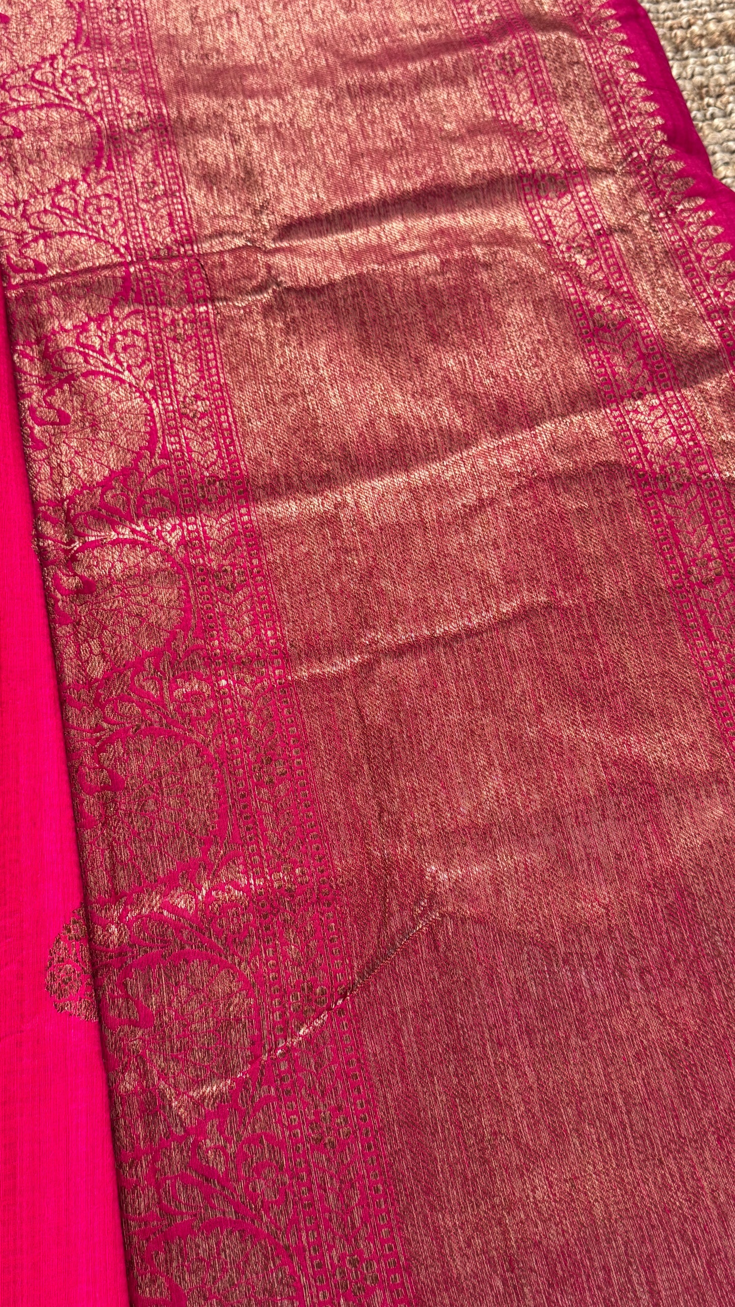 Pure Tussar Banarasi Silk Handloom – Hot Pink