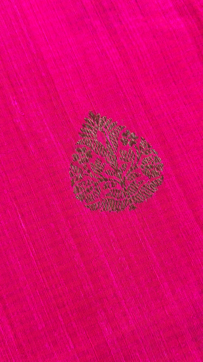 Pure Tussar Banarasi Silk Handloom – Hot Pink