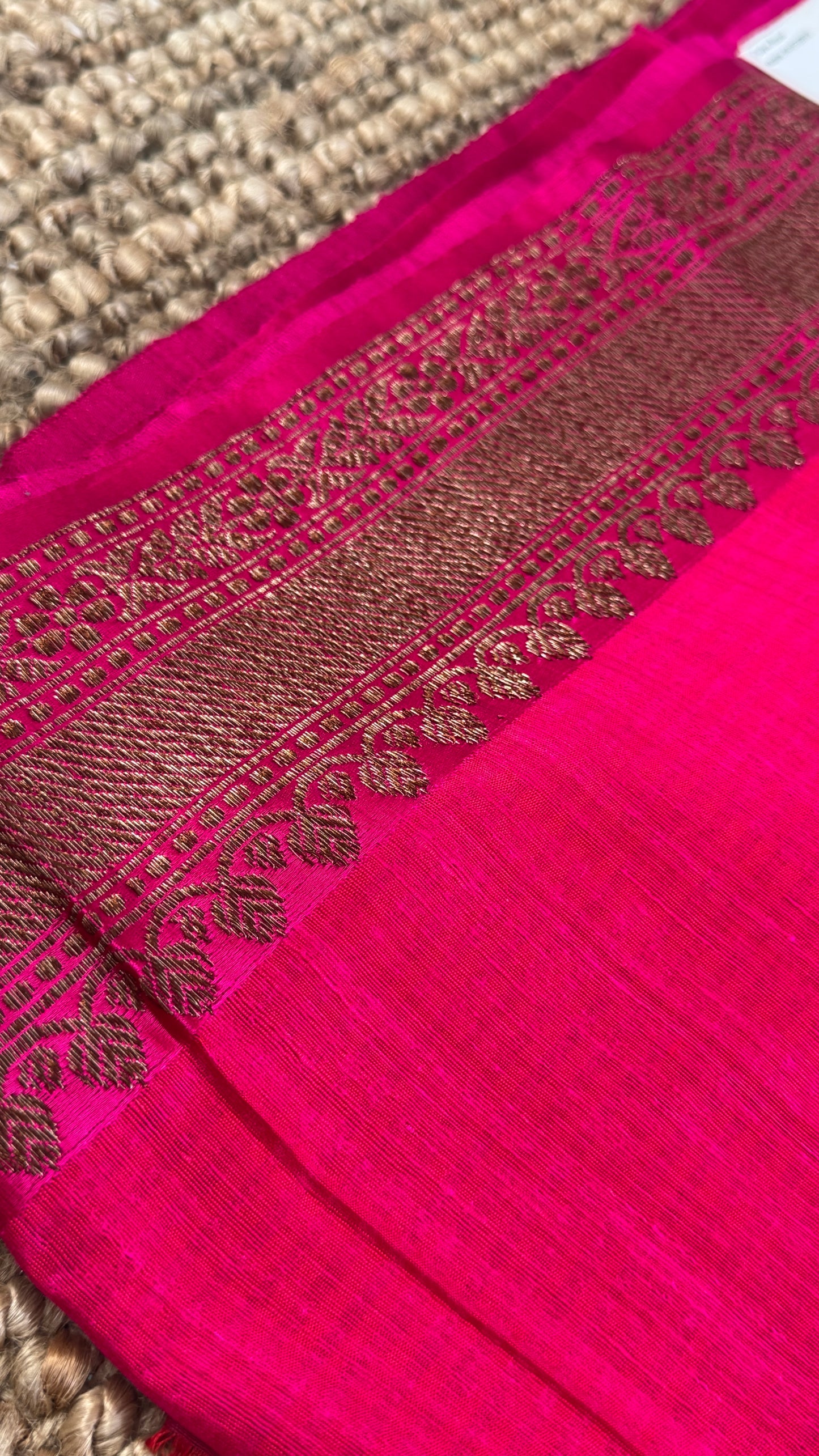 Pure Tussar Banarasi Silk Handloom – Hot Pink
