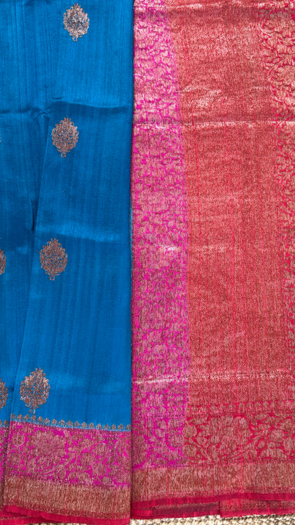Pure Tussar Banarasi Silk Handloom – Blue