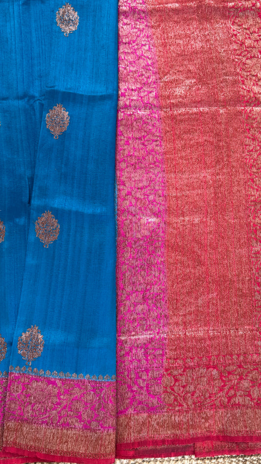 Pure Tussar Banarasi Silk Handloom – Blue