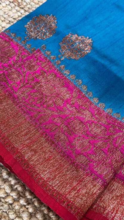 Pure Tussar Banarasi Silk Handloom – Blue
