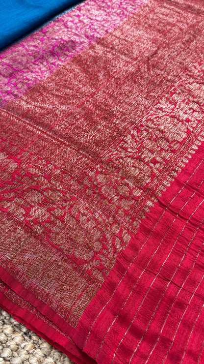 Pure Tussar Banarasi Silk Handloom – Blue