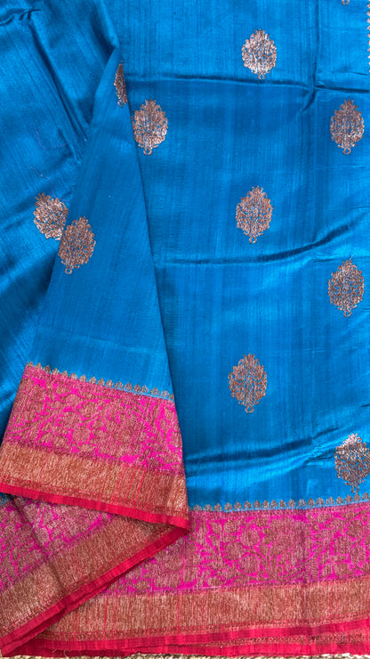 Pure Tussar Banarasi Silk Handloom – Blue
