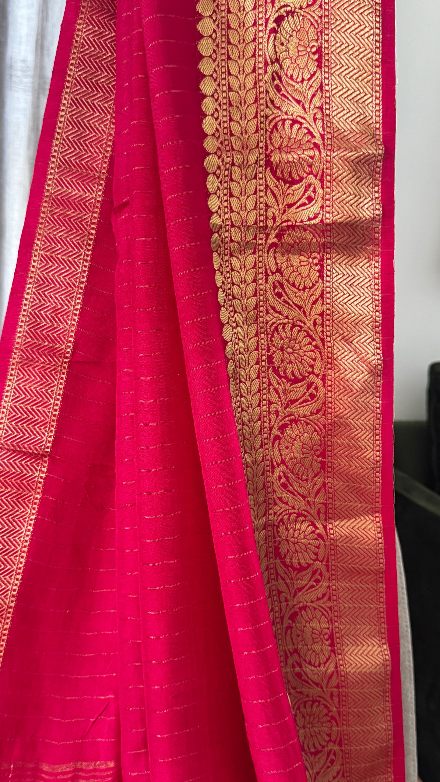 Pure Crepe silk saree – Hot Pink