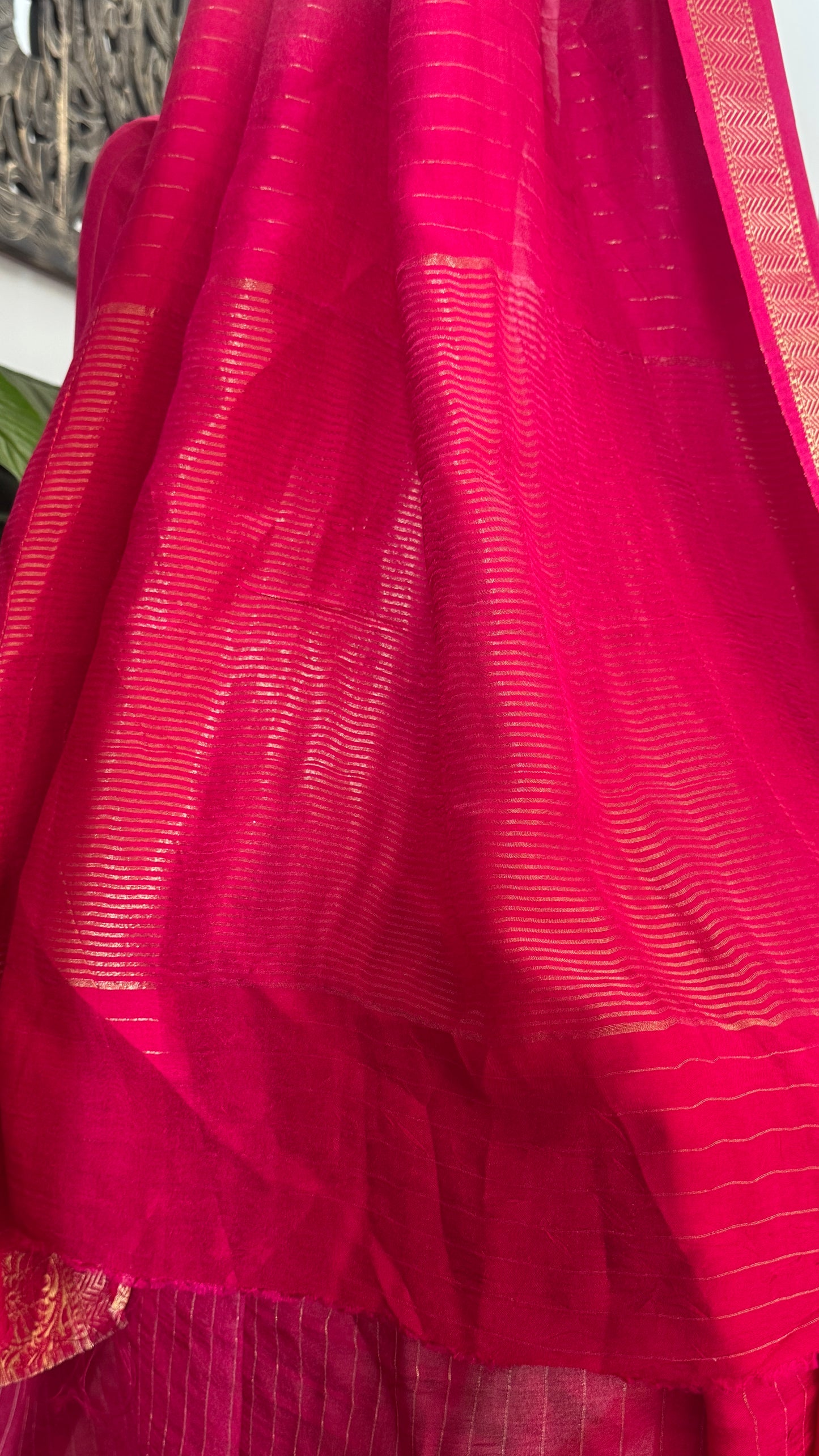 Pure Crepe silk saree – Hot Pink