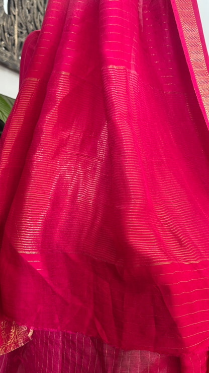 Pure Crepe silk saree – Hot Pink