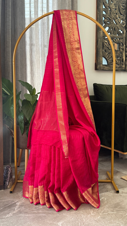 Pure Crepe silk saree – Hot Pink