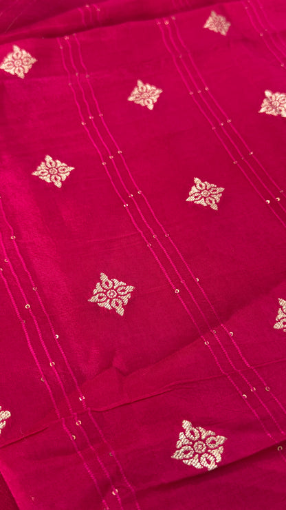 Pure Crepe silk saree – Hot Pink