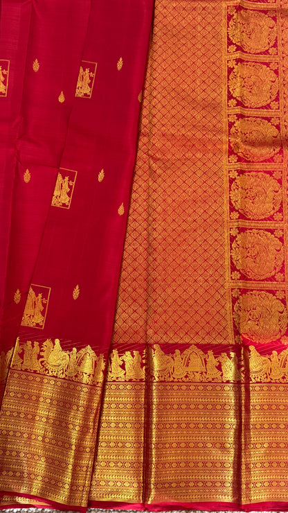 Bridal KANJIVARAM PURE SILK SAREE in DEEP Red