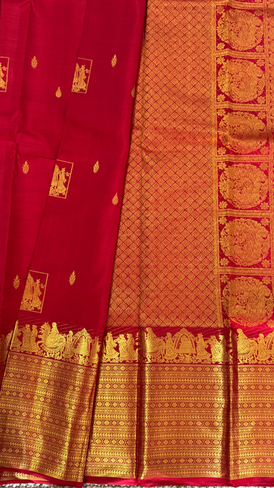 Bridal KANJIVARAM PURE SILK SAREE in DEEP Red