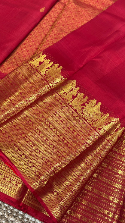 Bridal KANJIVARAM PURE SILK SAREE in DEEP Red