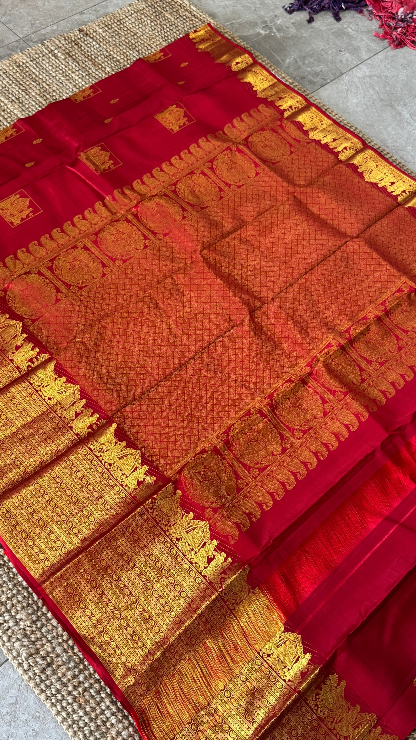Bridal KANJIVARAM PURE SILK SAREE in DEEP Red