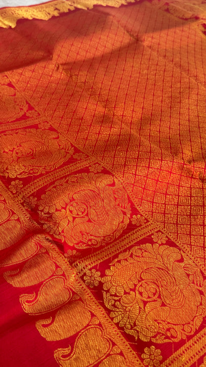 Bridal KANJIVARAM PURE SILK SAREE in DEEP Red