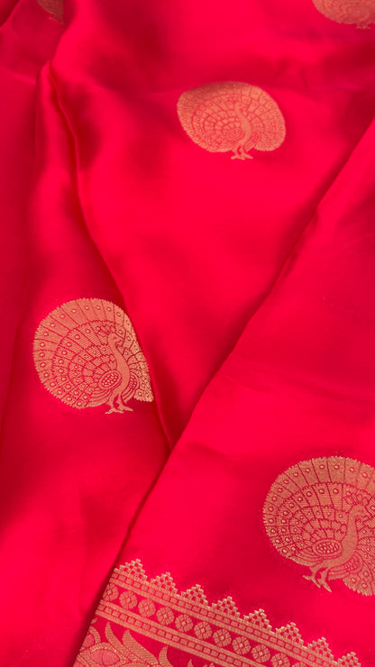 Pure Satin Viscose Silk Banarasi Sarees - Pink