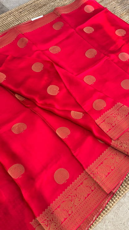 Pure Satin Viscose Silk Banarasi Sarees - Pink