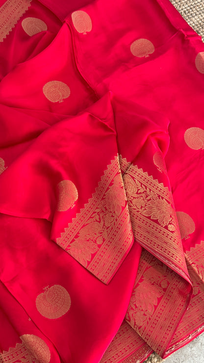 Pure Satin Viscose Silk Banarasi Sarees - Pink